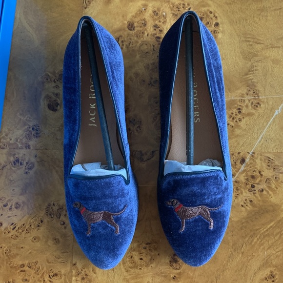 Jack Rogers dog loafer // Chocolate Lab Blue velvet loafer Jack Rogers NIB - Picture 3 of 9